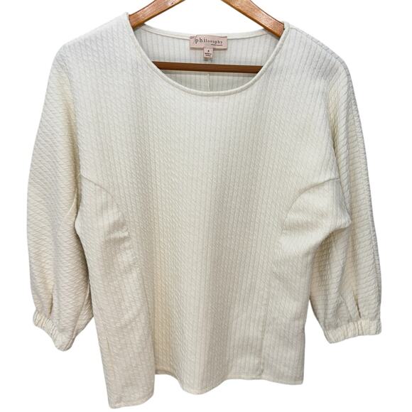 PHILOSOPHY Minimalist Top Small Neutral Boho Versatile Ivory - Picture 1 of 11